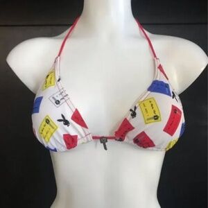 playboy printed triangle bikini top